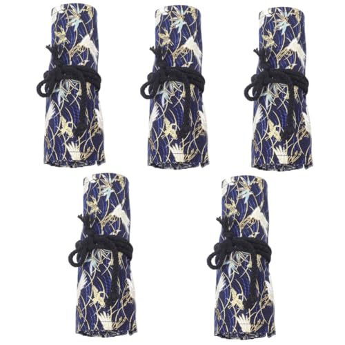 SHINEOFI 5 Stück Rolle -Stift-Vorhang-stiftetui Leinentasche Großer Bleistiftbeutel Schreibwaren-kit Schreibwarentasche Bleistifttaschen Praktisches Federmäppchen Deckel Baumwolle von SHINEOFI