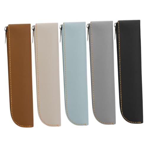 SHINEOFI 5 Stück Teiliges PU Leder Federmäppchen Große Kapazität Robust und mit Reißverschluss für Schule und Büro Multifunktionale Stifttasche Langlebiger Organizer für Schreibwaren von SHINEOFI