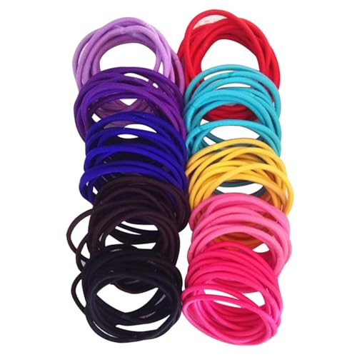 SHINEOFI 50 Stück Nylon Haargummis Elastische Haarbänder Ohne Metall Schonend für Erwachsene Bunte Farben Für Pferdeschwanz Zöpfe Sport Freizeit von SHINEOFI