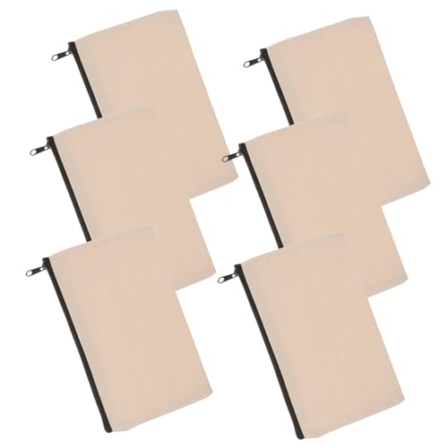 SHINEOFI 6 Stück Federmäppchen Aus Canvas Mit Reißverschluss Einfache Federtaschen Federmäppchen Aus Canvas Federbehälter Make Up Organizer Tasche Doppellagige Federtasche von SHINEOFI