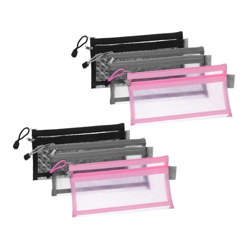 SHINEOFI 6 Stück Teiliges Federmäppchen Doppellagige Nylon Mesh Federtasche mit Reißverschluss Transparente Stifttasche Leicht Robust für Schule Büro und Reisen von SHINEOFI