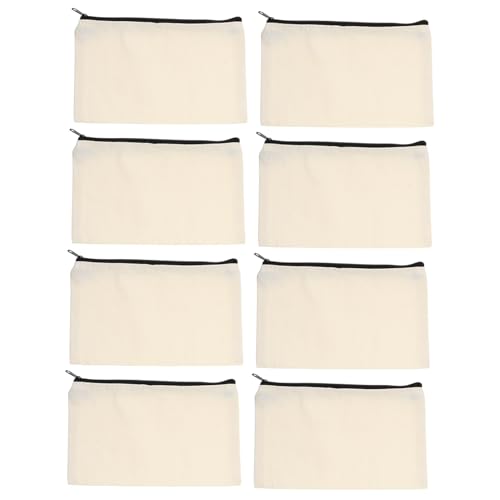 SHINEOFI 8 Stück Teiliges Canvas Kosmetiktaschen mit Reißverschluss Robuste DIY Blanko Stifttaschen Vielseitige Aufbewahrung für Schreibwaren Make Up und Reisebedarf Naturfarben von SHINEOFI