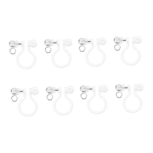 SHINEOFI 8 Stück Teiliges Set Resin Ohrclips für Piercing Ohren Leichte Diy Schmuckzubehör Silberfarbene Schmerzfreie Hypoallergene Ohrclip Basis für Ohrringe von SHINEOFI