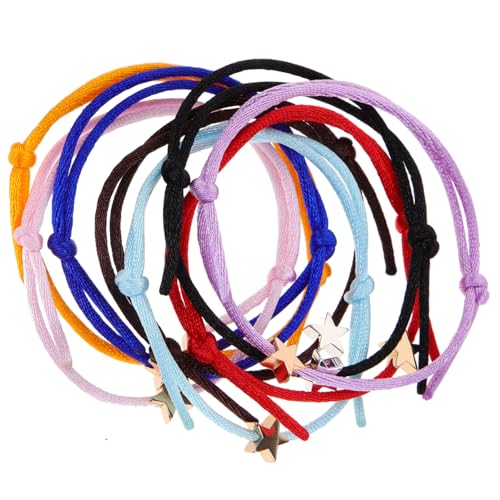 SHINEOFI 8 Stück Teiliges Verstellbares Stern Armband für Damen Handgewebte Geflochtene Freundschaftsarmbänder in Farben Langlebig Modisch und Vielseitig für Alltag und Party von SHINEOFI
