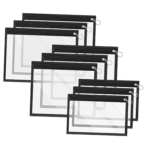 SHINEOFI 9 Stück tragbare Stifttaschen Schreibwarentaschen durchsichtige Stifttaschen Reisen aufbewahrungssack Storage Pockets durchsichtige Aufbewahrungsbeutel für Stifte Stiftbehälter PVC von SHINEOFI