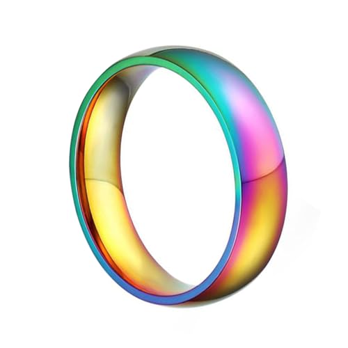 SHINEOFI Bunter Titanstahlring Wasserfest Eleganter Regenbogenring Damen Schmuck Auffälliges Design für Alltag und von SHINEOFI