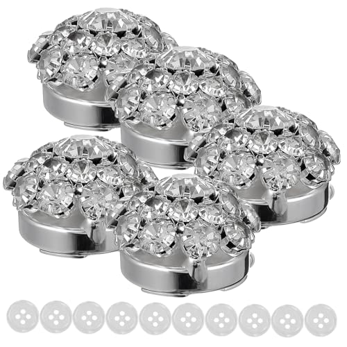 SHINEOFI Business Shirt Manschettenknöpfe mit Funkelnden Blumenrhinestones Elegantes Set aus Silbernen Pilz Manschettenknöpfen und Weißen Knöpfen Geschenkbox für Hochzeit Geburtstag von SHINEOFI