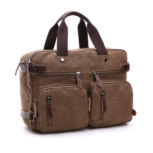 SHINEOFI Canvas Rucksack Multifunktionale Vintage Business Laptop Tasche für Herren Damen Wasserabweisend mit Gepolstertem Innenfach Großer Kapazität für Arbeit Schule Outdoor Hellbraun von SHINEOFI