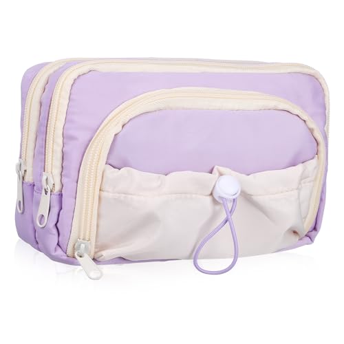 SHINEOFI Federmäppchen Mit Großem Fassungsvermögen Etui Federmäppchen Aus Stoff Beutelhalter Kein Quetschen Aufbewahrungsorganisator Für Kunstbedarf Süß Weberei Violett von SHINEOFI