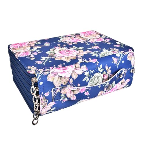 SHINEOFI Federmäppchen Mit Großem Fassungsvermögen Farbige Bleistifttasche Bleistiftbeutel Mit Großem Fassungsvermögen Federmäppchen Handhaben Griff Stifttasche Stift-Organizer Pu Blue von SHINEOFI