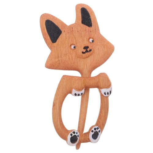 SHINEOFI Handgefertigte Holzbrosche Corgi Motiv Rutschfester Schalklammer-anhänger Leichter Vintage Tier-anstecker für Damen Vielseitiger Schal Pullover-clip Elegant für Freizeit und Büro von SHINEOFI