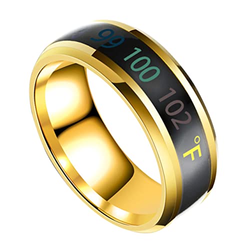 SHINEOFI Intelligenter Temperatur Fingerring Unisex Paarring Gold Temperaturanzeige Schmuck Charmanter Stilvoller Verstellbarer Ring für Alltag Hochzeit Verlobung und Besondere Anlässe von SHINEOFI