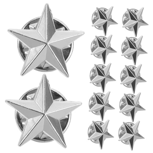 SHINEOFI Pentagramm-Brosche fünfzackiger Sternstift patriotische Brosche Unabhängigkeitstag-Abzeichen Themenpartyabzeichen Star Pin Bulk Stern Abzeichen Anstecknadel Kupfer Silber von SHINEOFI