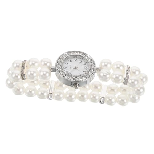 SHINEOFI Perlenarmbandschmuck modische Uhren zierliche goldene Uhr Vintage Golduhr goldene Vintage-Uhr Süße Uhr Vintage-Luxusuhren für Damen minnowxy Charm-Armbanduhr Legierung Weiß von SHINEOFI