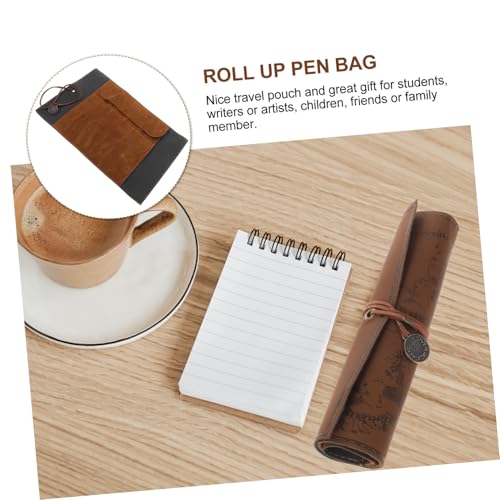 SHINEOFI Vintage Rollmäppchen Federmäppchen aus Canvas mit Große Kapazität Faltbar Sicherer Verschluss Vielseitig Nutzbar für Schule Büro Reisen von SHINEOFI