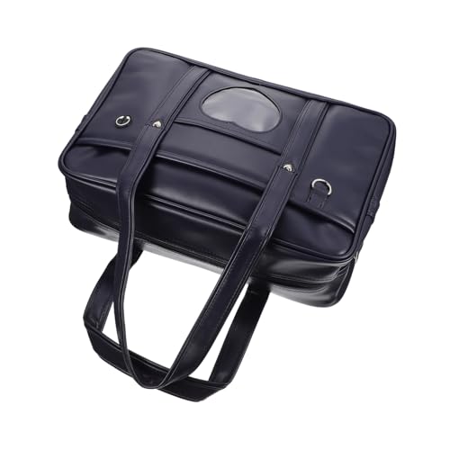SHINEOFI Wasserdichte PU Uniformtasche Große Kapazität Schulranzen Unisex Handtasche Cosplay Schultertasche für Studenten Dunkelblau von SHINEOFI