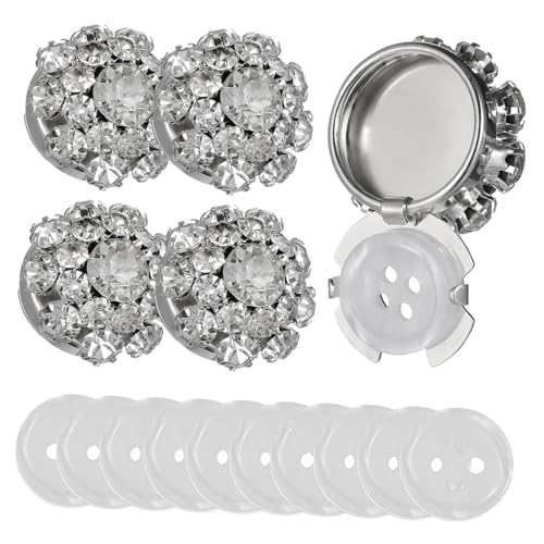 SHINEOFI Wasserstrahl Strass Blumen Manschettenknöpfe und Hemdkragenknöpfe Langlebige Metallverarbeitung Funkelnde Ansteckknöpfe für Smoking Hemden Geschenkset für Hochzeiten und Festliche von SHINEOFI