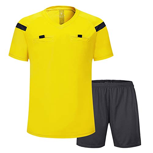 SHINESTONE Herren-Schiedsrichter-Trikot, für Fußball, Kurze Ärmel (Yellow, XXL) von SHINESTONE