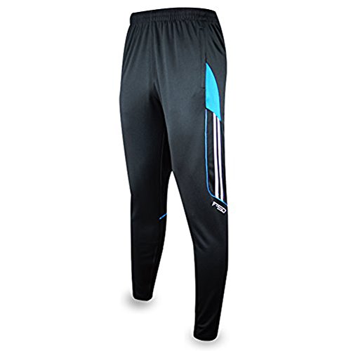SHINESTONE Herren Sportler-Sweatpants Sporthose Jogger Training Track Fitness Casual Pants mit Reißverschlusstaschen und Knöchel-Reißverschluss für Outdoor und Multi-Sport Gr. 31-35, Schwarz/Blau von SHINESTONE