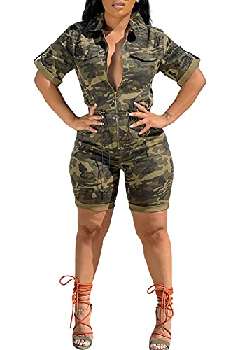 SHINFY Damen Camo Shorts Jumpsuits & Strampler Outfits (Übergröße), Ym-camo, X-Large von SHINFY