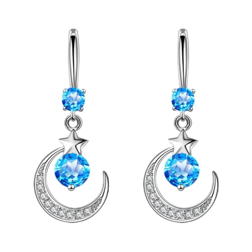 1 Paar Damen-Ohrringe Stern Mond Legierung Haken Strass Hängende Ohrringe für Abschlussball besondere Termine Legierung Nebenstein von SHINROAD