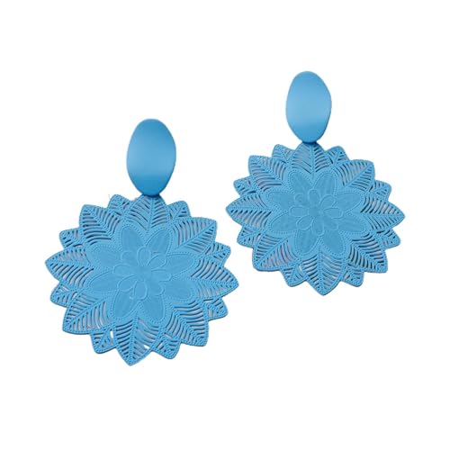 1 Paar Ohrringe in Blumenform, stilvolle geometrische übertriebene Tropfenohrringe, Metalllegierung, Sekundärer Stein von SHINROAD