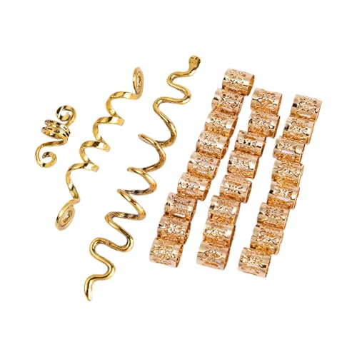 28pcs Haarclips Dekorative Dauerlinge Frauen Haarklammern Dreadlock Schmuckdekoration Golden von SHINROAD