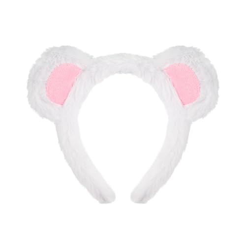 Cartoon -Ohr -Stirnband Haarzubehör für Mädchen Bär Hoop mit Plüsch Nasenschwankung Runde Heck Fun Girls 'Cosplay Halloween Partys bequem B von SHINROAD