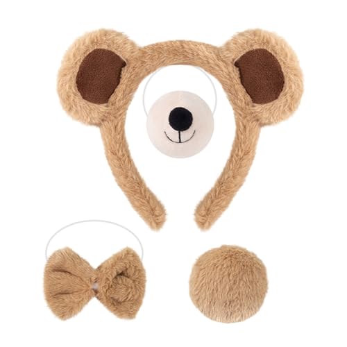Cartoon -Ohr -Stirnband Haarzubehör für Mädchen Bär Hoop mit Plüsch Nasenschwankung Runde Heck Fun Girls 'Cosplay Halloween Partys bequem G von SHINROAD