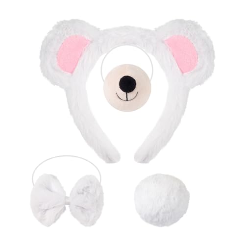 Cartoon -Ohr -Stirnband Haarzubehör für Mädchen Bär Hoop mit Plüsch Nasenschwankung Runde Heck Fun Girls 'Cosplay Halloween Partys bequem J von SHINROAD