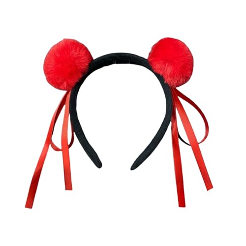 Charming Party Requisite Erwachsene Stirnband Plüsch Ohr für bequemes Haarband mit Banddekoration Perfektes Urlaub Cosplay Girls Kopfschmuck Kostümzubehör Rot von SHINROAD