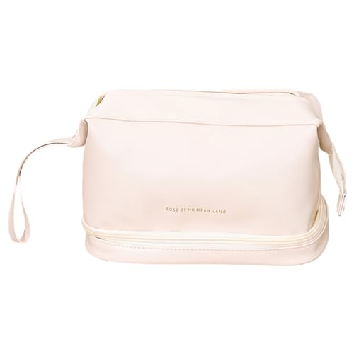 Cloud Kosmetiktasche Cloud Make-up Tasche Wasserdicht Doppelschicht Vielseitige Aufbewahrung Tragbare Kosmetiktasche für Frauen Zubehör Ordentlich Organisierte Kosmetiktasche, beige, M von SHINROAD