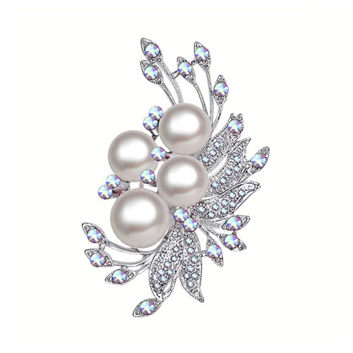 Damenbrosche mit Strasssteinen, glitzernde Kunstperlen, elegante Legierung für Handtasche, Pullover, Anzug, Schal, Kleidungsdekoration, Legierung, Sekundärstein von SHINROAD