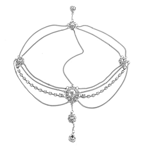 Dekor Stirnband Haarschmuck Mode Hochzeit Kopf Schmuck Haarkette Silber von SHINROAD