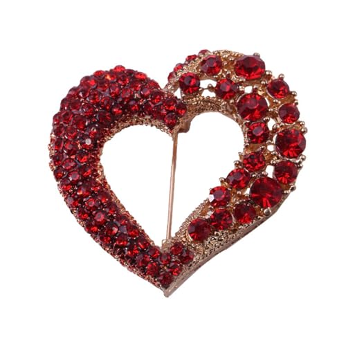 Edelsteinherde-Form-Brosche-U-Rust-Brosche-Legierung Legierung Strasshöhle Herz Brosche Exquisites Pin-Schmuck für den Valentinstag Muttertag Rot von SHINROAD