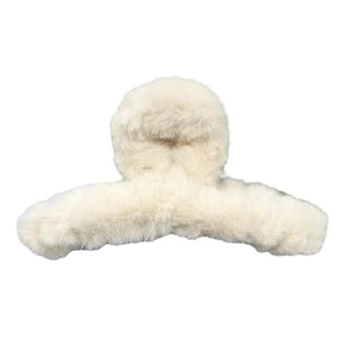 Einfache Haarklaue Plüsch Haarklauen Clip für Frauen Fuzzy Nicht -Slip Starke Hold Elegante Feste Farbe großer Herbst Winter Mode Haarzubehör Accessoires Beige von SHINROAD