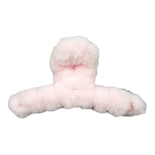 Einfache Haarklaue Plüsch Haarklauen Clip für Frauen Fuzzy Nicht -Slip Starke Hold Elegante Feste Farbe großer Herbst Winter Mode Haarzubehör Accessoires Rosa von SHINROAD