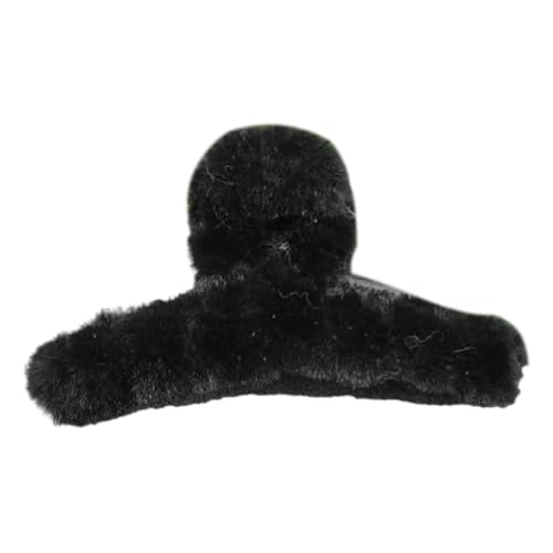 Einfache Haarklaue Plüsch Haarklauen Clip für Frauen Fuzzy Nicht -Slip Starke Hold Elegante Feste Farbe großer Herbst Winter Mode Haarzubehör Accessoires Schwarz von SHINROAD