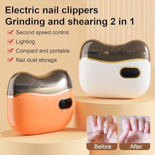 Elektrischer Nagel Clipper mit LED-Licht 3-in-1-Trimmerpolier 2-Gang wiederaufladbar Automatik für Erwachsene Kinder Senioren niedrige Multifunktionale Versorgung Orange Elektrischer Nagel Clipper mit LED-Licht 3-in-1-Trimmerpolier 2-Gang wiederaufladbar Automatik für Erwachsene Kinder Senioren niedrige Multifunktionale Versorgung Orange von SHINROAD