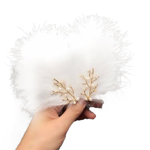 Feder Haarschmuck Clips mit Metall Dekoration 1 Paar Frauen Dekor Imitation Perle Dekorative Pins im japanischen Stil Feine Ornamente für den täglichen Gebrauch Weiß von SHINROAD