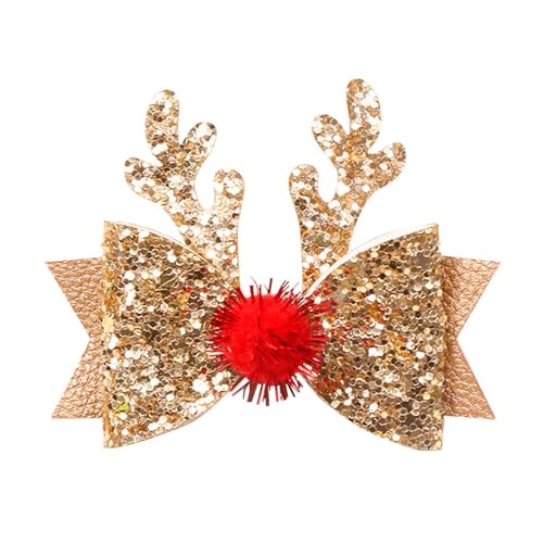Festliche Haarnadel Frauen Weihnachtsgeweihen Bowball Form glänzender Pailletten Leichtes Jahr Jahr Haardekoration Fixierung Clip Girls Girls Golden von SHINROAD