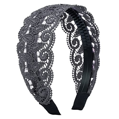 Frauen Haarband Stabile Befestigung Schöne Exquisite Spitze Stickerei Weiblichen Kopf Band Grau von SHINROAD