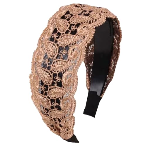 Frauen Haarband Stabile Befestigung Schöne Exquisite Spitze Stickerei Weiblichen Kopf Band Khaki von SHINROAD