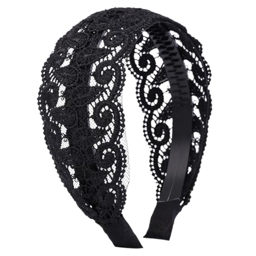 Frauen Haarband Stabile Befestigung Schöne Exquisite Spitze Stickerei Weiblichen Kopf Band Schwarz von SHINROAD