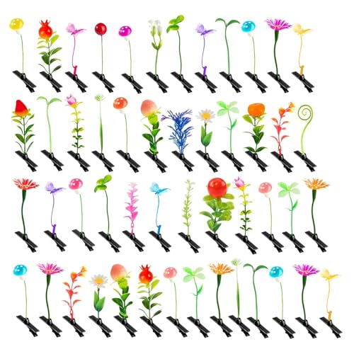 Frauen Haarnadel grüne Pflanzen Haarnadeln 100pcs Künstliche Pflanzen Haare Clip Blume Gras Pilz Entenbill Klemme Frauen Mädchen Haare Barrette Haarzubehör 1 Satz von SHINROAD