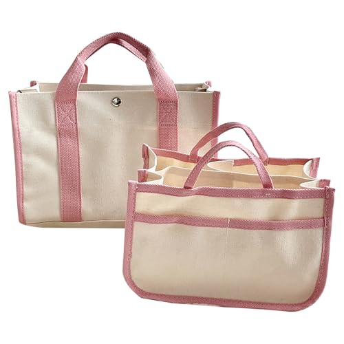 Geräumige Frauen Strandtotten trendige Frauen Carryall Bag 2pcs/Set Large Canvas -Einkaufstasche für Frauen Multifunktionaler Mutter Babybeutel mit mehreren Taschen Rosa von SHINROAD