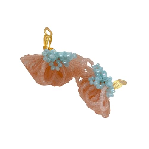 SHINROAD Glasperlen Blumenohrringe handgefertigte Perlen Blume Boho Drop für Frauen farbenfrohe baumelnde Reifenschmuck Leichtes Sommer Strandzubehör Blau Rosa A von SHINROAD