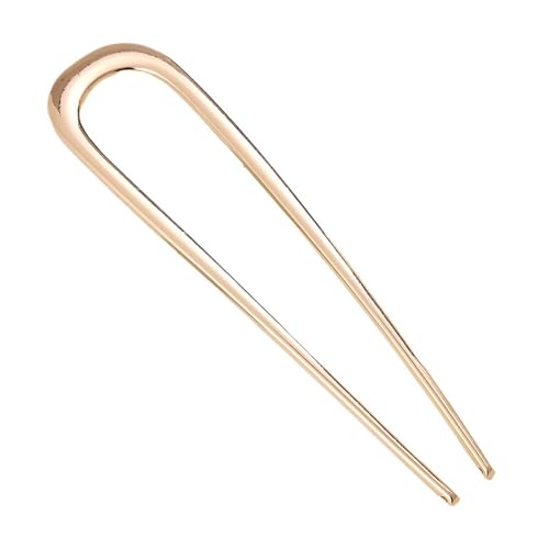 Goldenes Haargabel U-förmiger Pin eleganter silberfarbener Legierung Anti-Rutsch Lange dicke Hochsteckfrisur Brötchen Französische Stick für Frauen Mädchen langlebig Golden von SHINROAD
