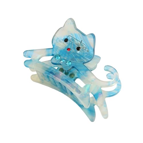 Haar Styling Werkzeug Katze Form Haar Klaue Frauen Haar Klaue Katze Form Strass Intarsien Haar Clip Anti-rutsch Zähne zurück Kopf Haar Klemme Blau von SHINROAD