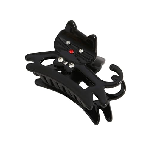 Haar Styling Werkzeug Katze Form Haar Klaue Frauen Haar Klaue Katze Form Strass Intarsien Haar Clip Anti-rutsch Zähne zurück Kopf Haar Klemme Schwarz von SHINROAD